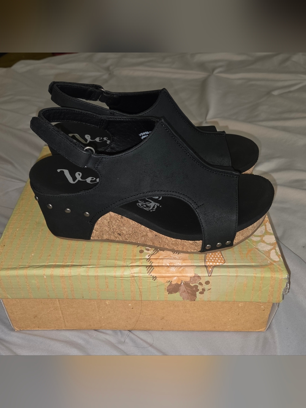 NEW Very G Isabella 2 Black Wedge Sandals
